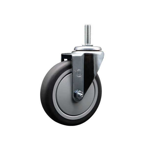 5 Inch Thermoplastic  Rubber Wheel Swivel 58 Inch Threaded Stem Caster Service Caster